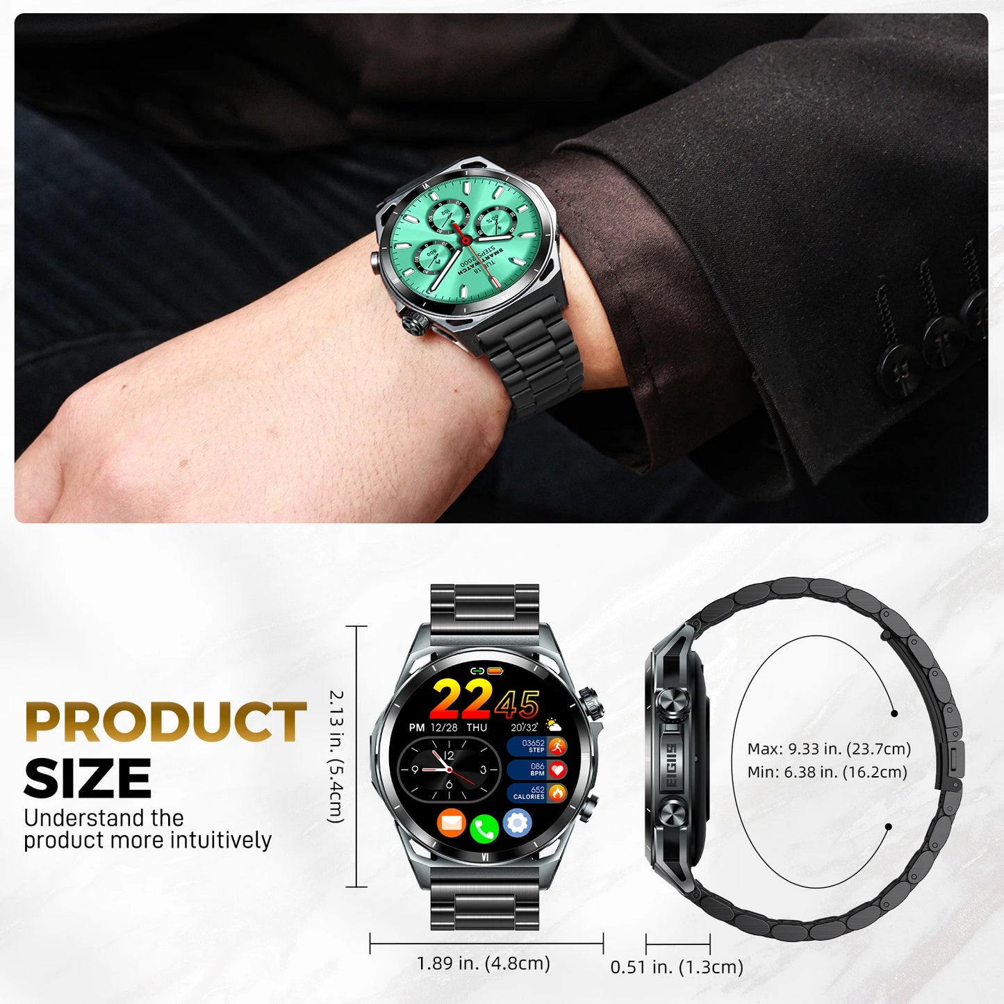 EIGIIS KE6 Smart Watch 1.43 Inch AMOLED Black IP68