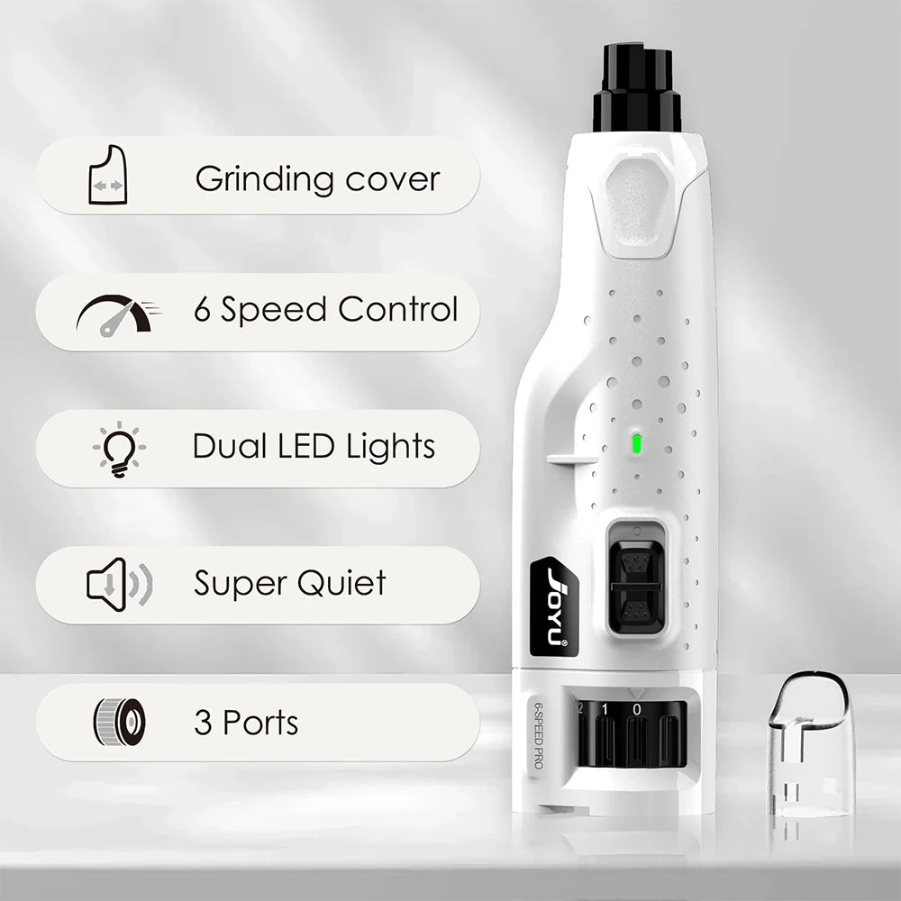 Dog Nail Grinder Dustproof With 2 LED Lights 6 Speed