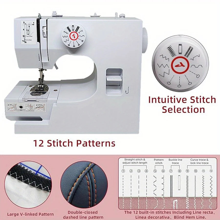 Electric Sewing Machine with 12 Built-in Stitches Mini Electric Sewing Machine with Foot Pedal and 42-Piece Sewing Kit