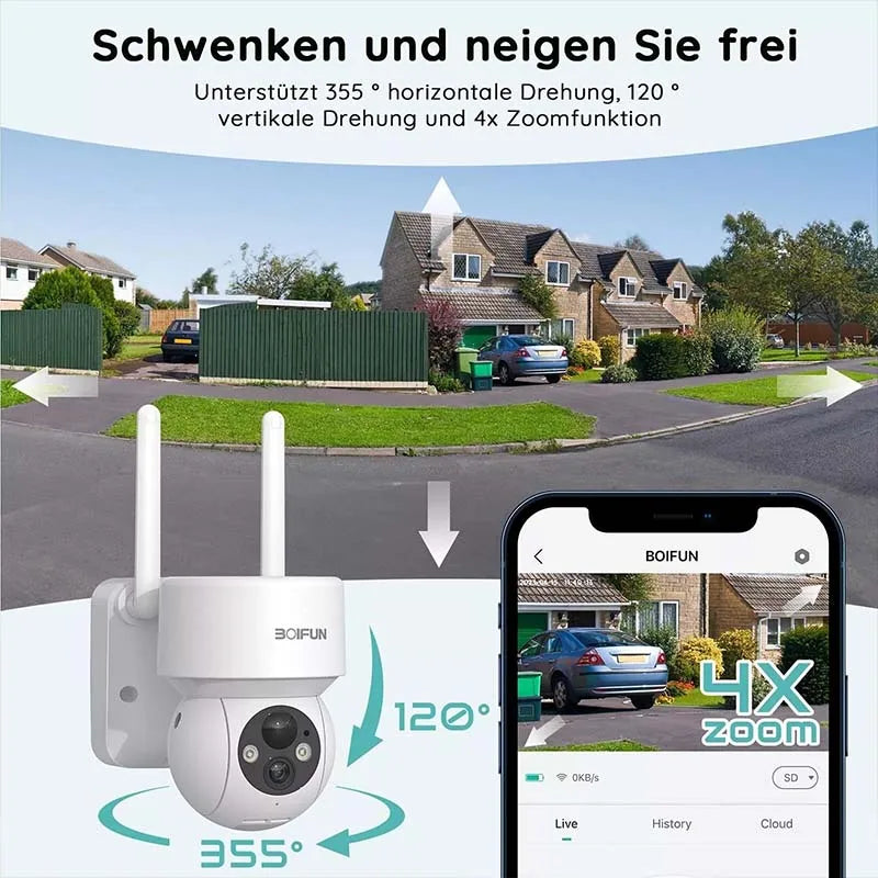 BOIFUN 2K WiFi Outdoor Security Camera With Solar Panel