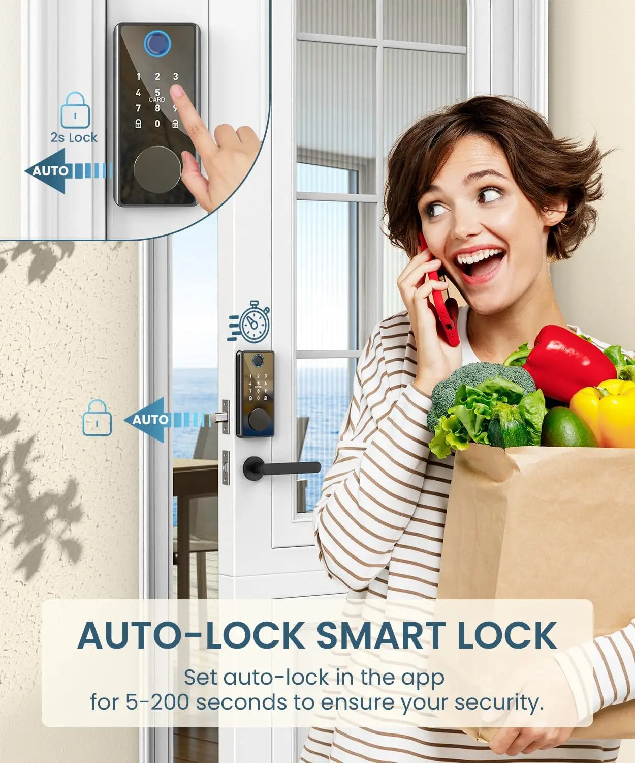 Fingerprint Smart Door Lock with Electronic Keypad Biometric Smart Digital Door Lock with Code Auto Lock
