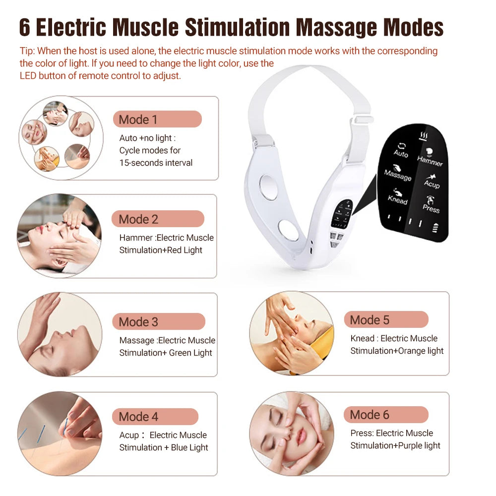 Professional EMS Facial Lifting Device LED Face Slimming Vibration Massager Double Chin Removal V Face Line Lift Belt