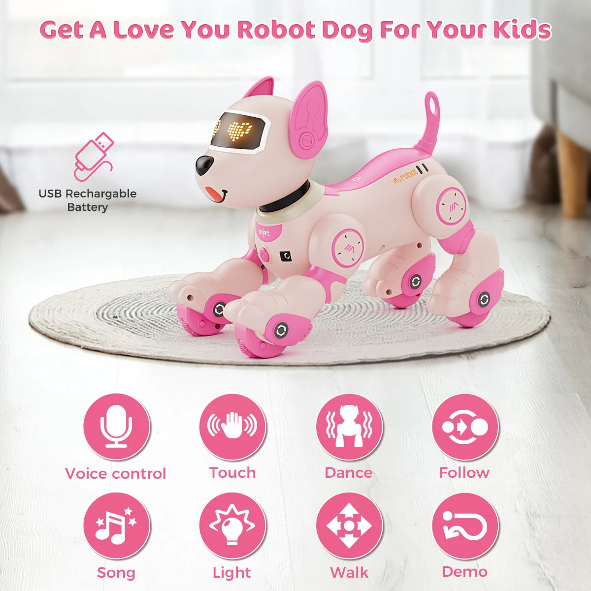VATOS Robot Dog Toy for Kids Remote Control Voice Commands Touch Sensor 20 Plus Modes Puppy Toy for Girls and Boys