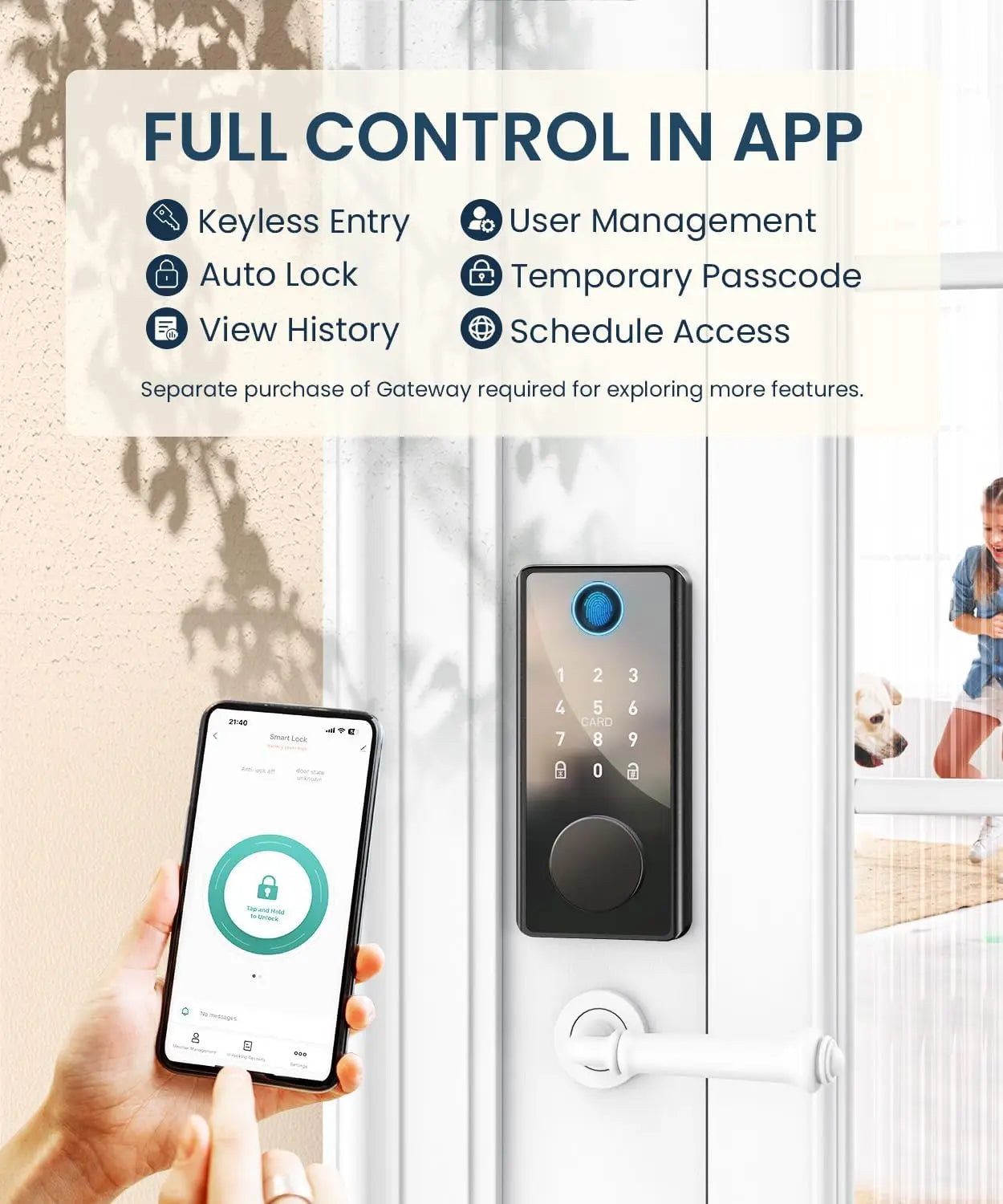 Fingerprint Smart Door Lock with Electronic Keypad Biometric Smart Digital Door Lock with Code Auto Lock