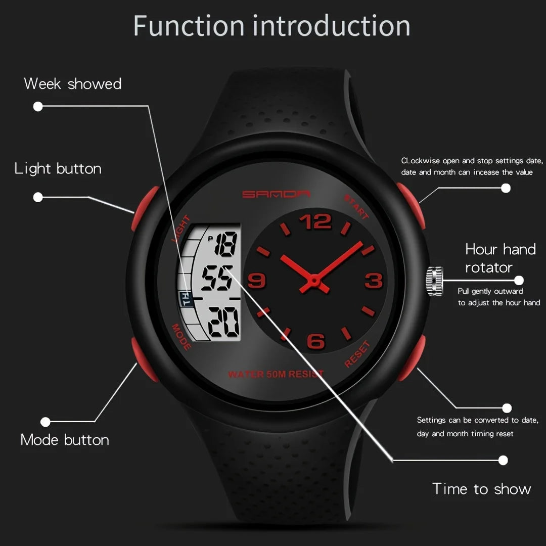 Fashionable Digital Dual Display Watch For Men Luminous