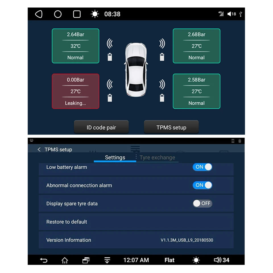 ATOTO UTP1 USB TPMS Tire Pressure Monitoring Sensor System for A6 S8 P9 Android Car Stereo Models
