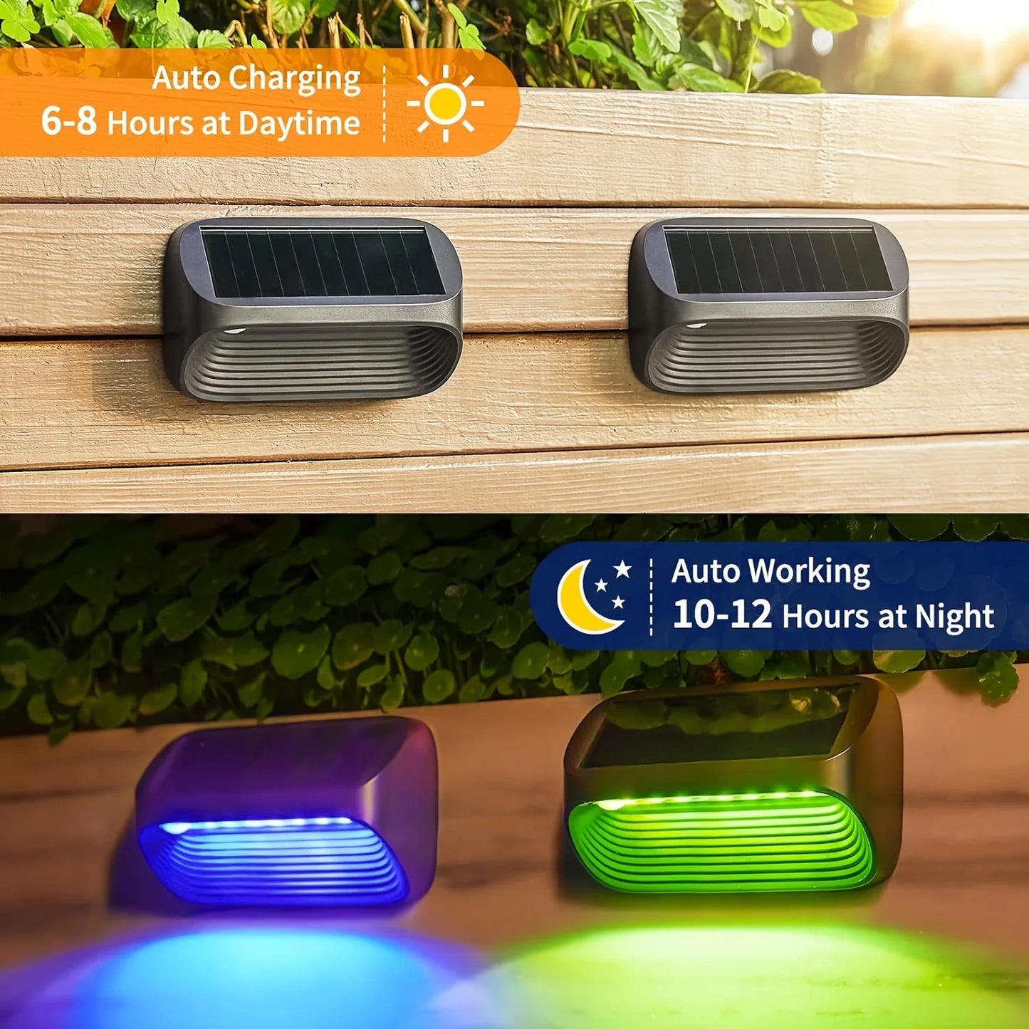 Solar Powered Fence Lights 6 Pack Auto On Off Outdoor Deck