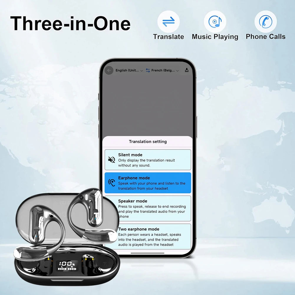 Shunmaii 144 Languages AI Translator Earbuds Bluetooth 5.3