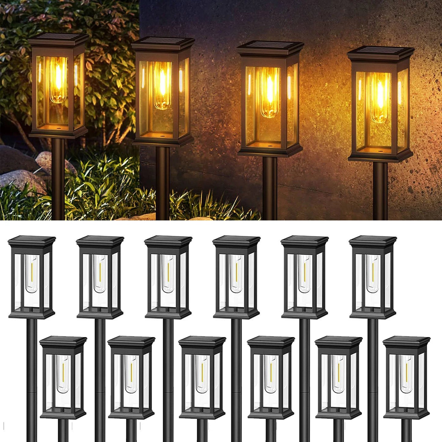 Solar Lights 2700K Warm White For Yard Walkway Pack