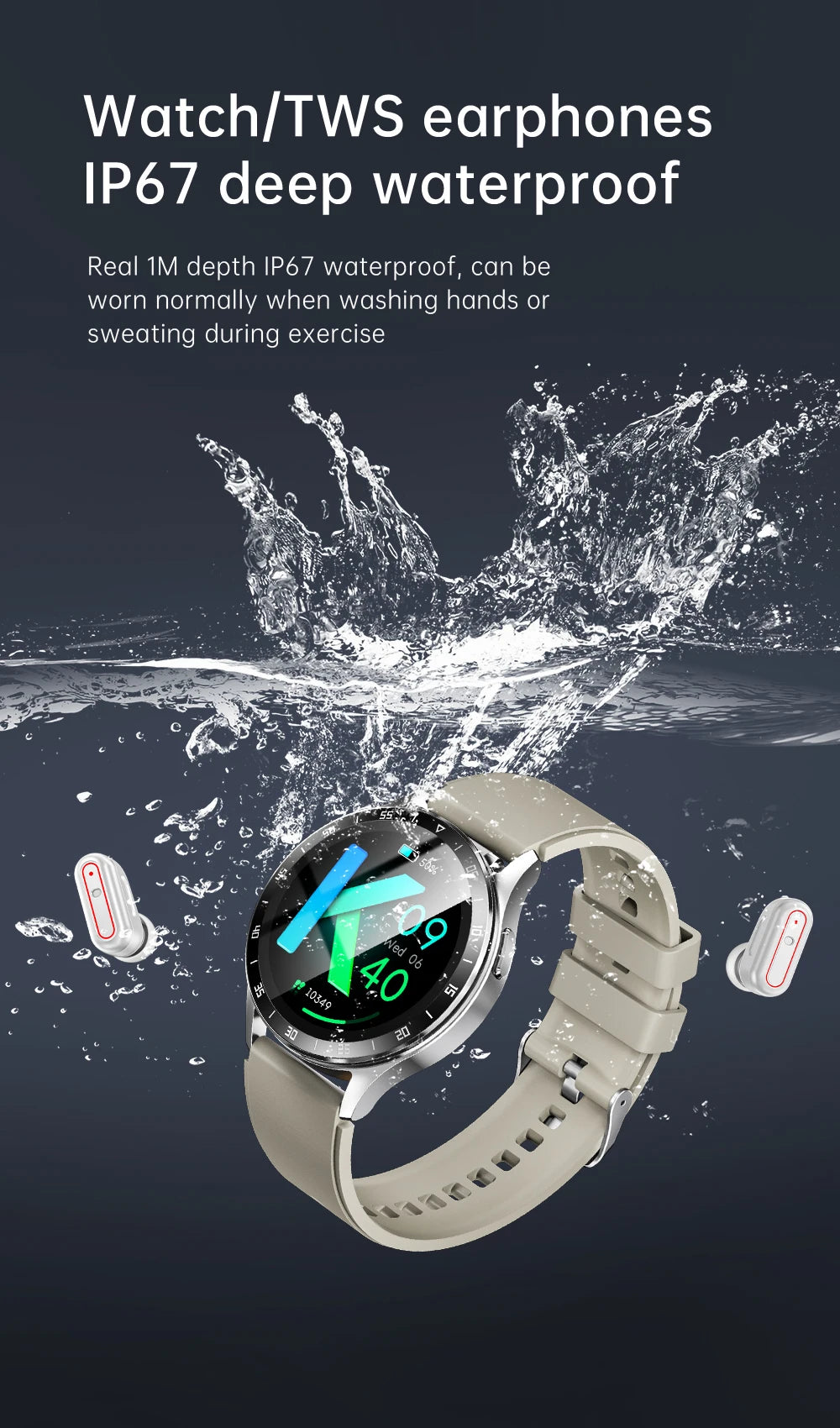 Smart Watch Bluetooth NFC IP67 Waterproof Multi Sport