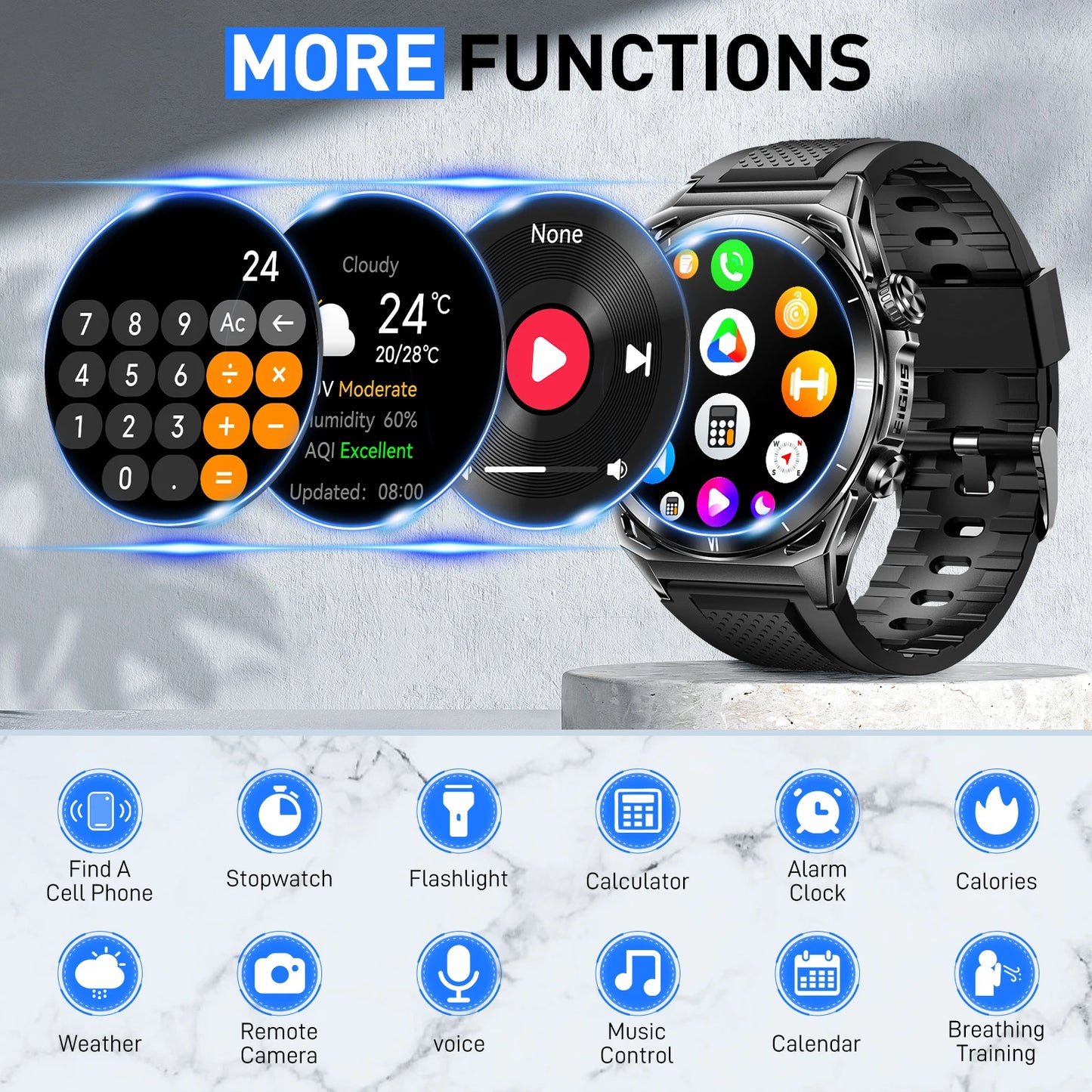 EIGIIS KE6 Smart Watch 1.43 Inch AMOLED Black IP68