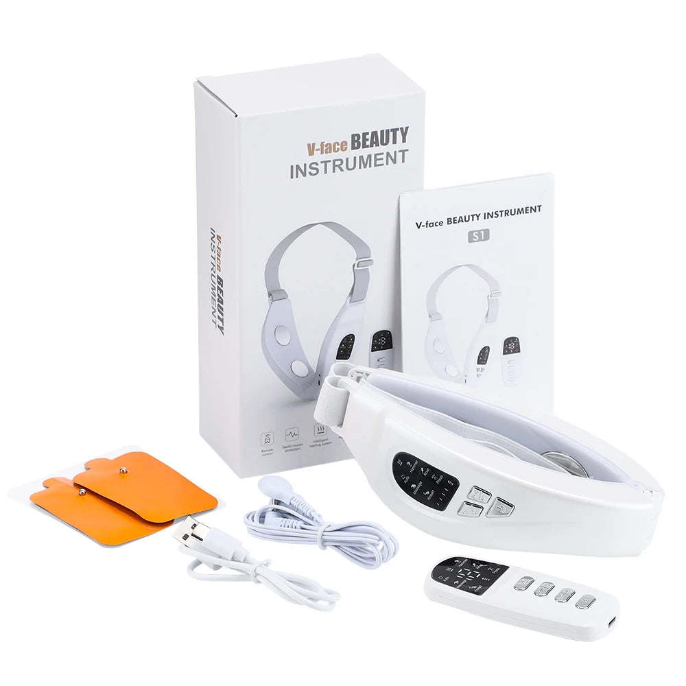Professional EMS Facial Lifting Device LED Face Slimming Vibration Massager Double Chin Removal V Face Line Lift Belt
