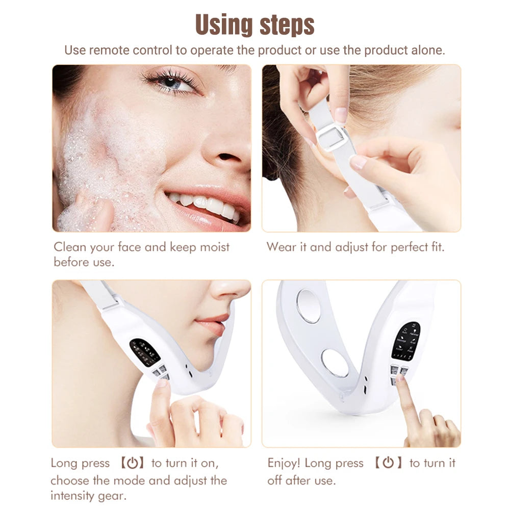 Professional EMS Facial Lifting Device LED Face Slimming Vibration Massager Double Chin Removal V Face Line Lift Belt