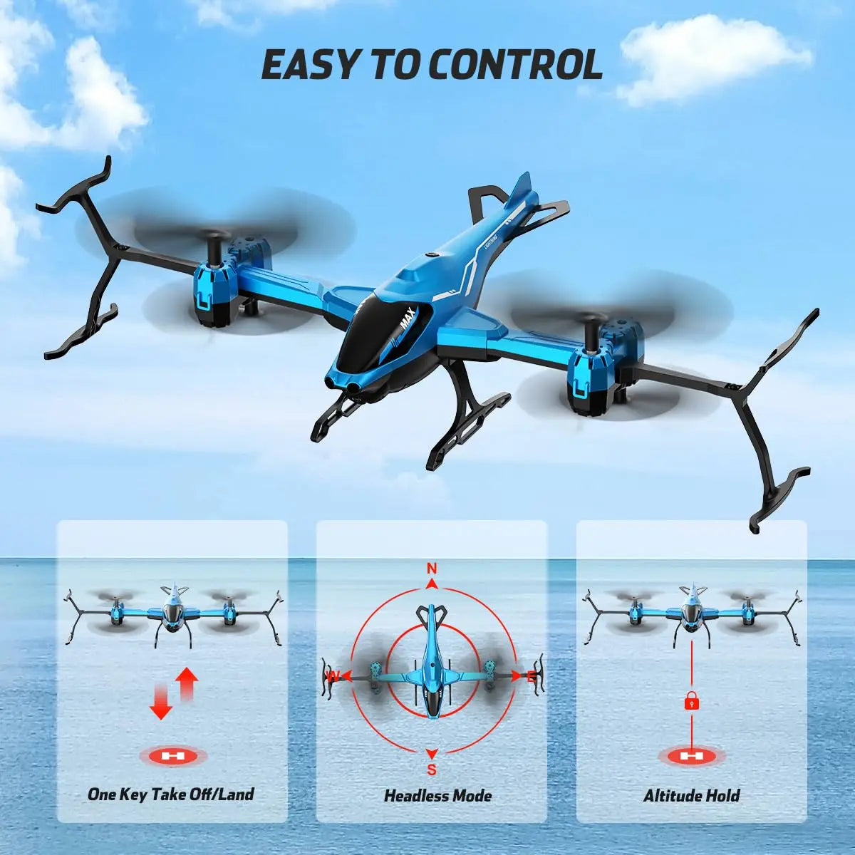 Vatos Super Function All in One Remote Control 2.4G RC Helicopter with 360 Degree Flip and Obstacle Avoidance LED Light Gift for Kids and Adults