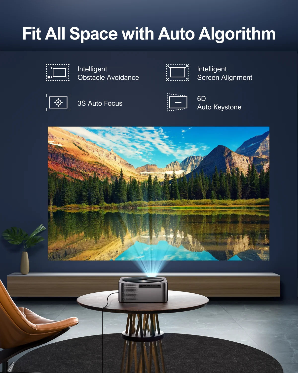 Ultimea Native 1080P Full HD Projector LED 4K WiFi Bluetooth Proyector with Auto Focus and DLP Video Smart Home Theater
