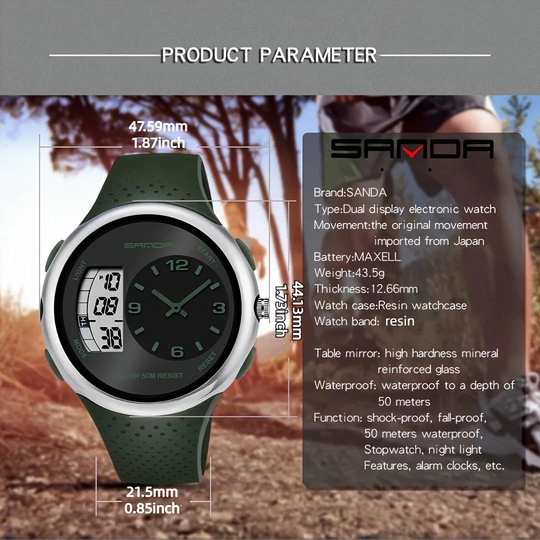 Fashionable Digital Dual Display Watch For Men Luminous