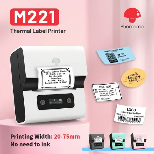 Phomemo M221 Portable Mini Label Maker 75mm Thermal Printer