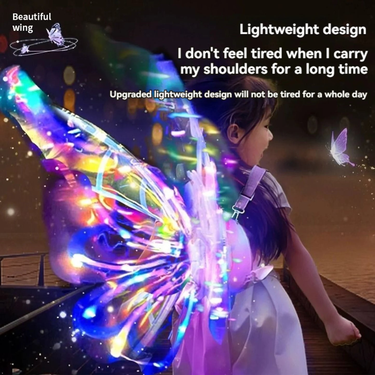 Fairy Electric Butterfly Wings Glowing Toy Angel Backpiece for Girls Birthday Gift