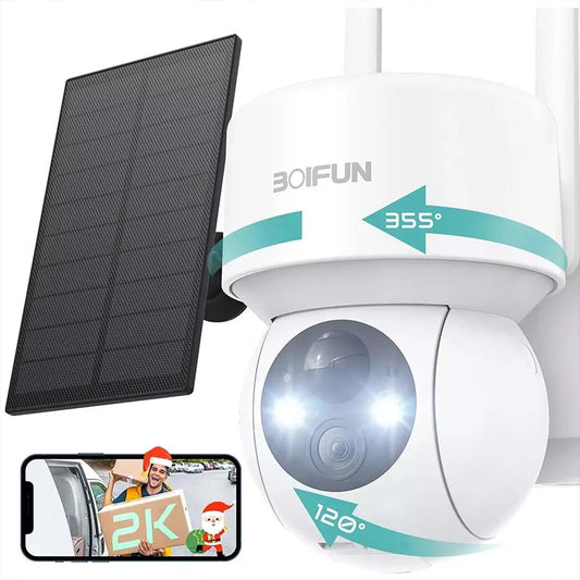 BOIFUN 2K WiFi Outdoor Security Camera With Solar Panel