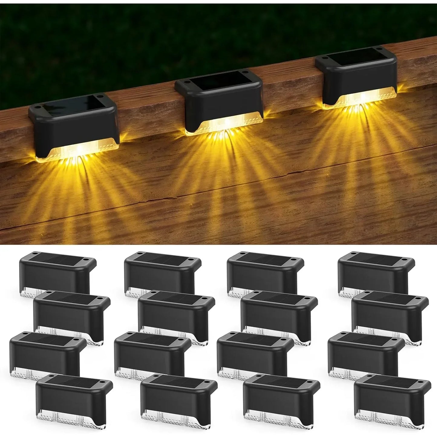 16 Pack Outdoor Solar Deck Lights For Stairs Patios