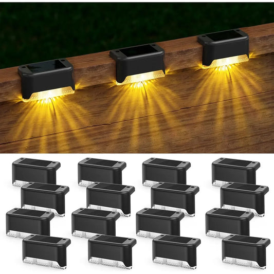 16 Pack Outdoor Solar Deck Lights For Stairs Patios