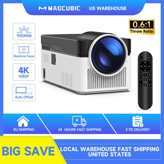 Magcubic HY450 Ultra Short Throw Projector 900 ANSI Lumens 8K 1080P Home Theater Bluetooth Compatible Auto Offset Electronic Focus