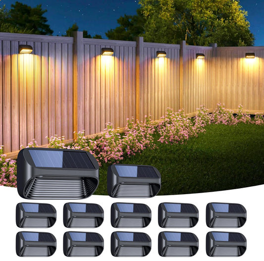 Solar Powered Fence Lights 6 Pack Auto On Off Outdoor Deck