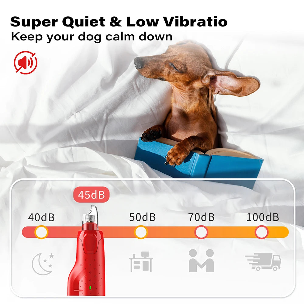 Dog Nail Grinder Dustproof With 2 LED Lights 6 Speed