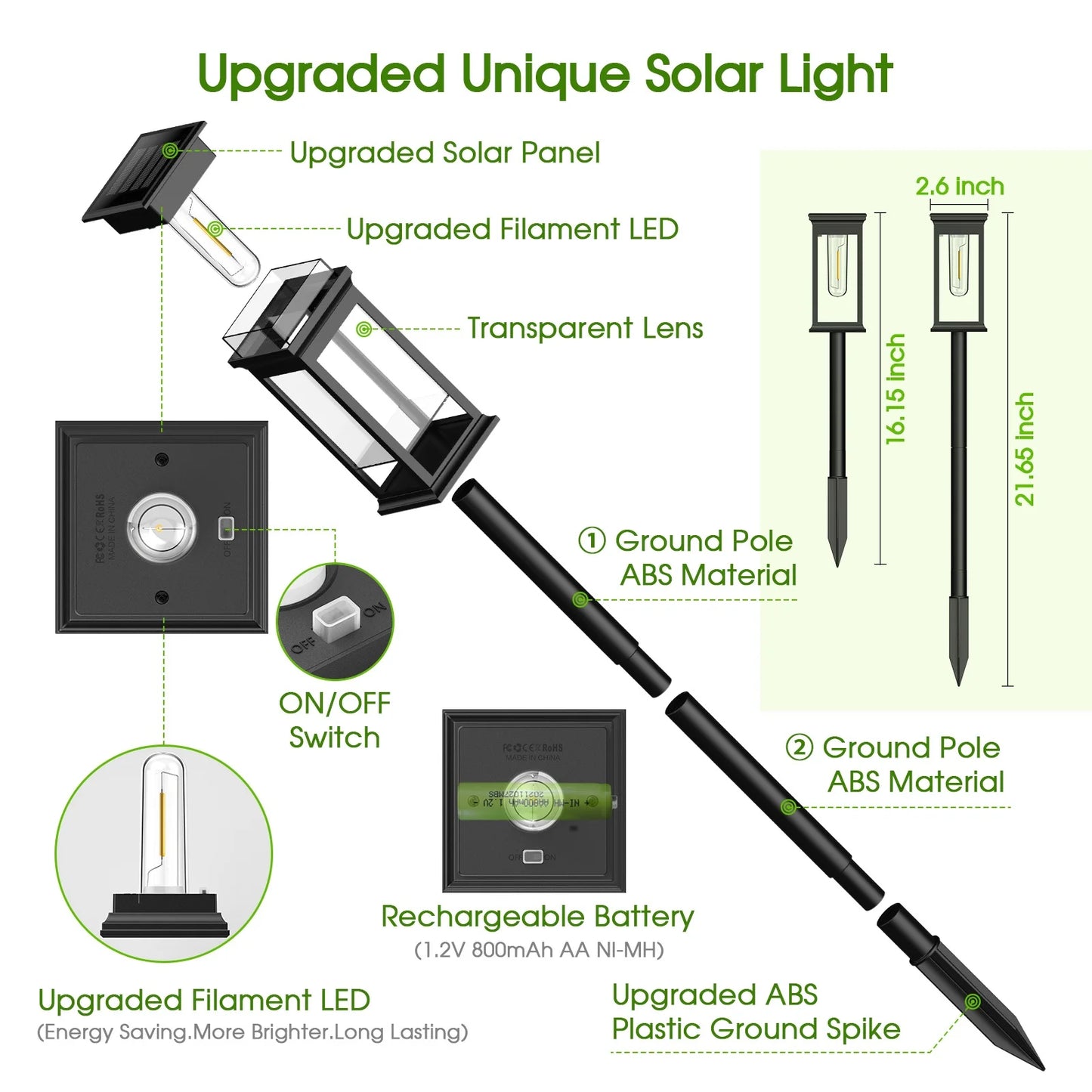 Solar Lights 2700K Warm White For Yard Walkway Pack