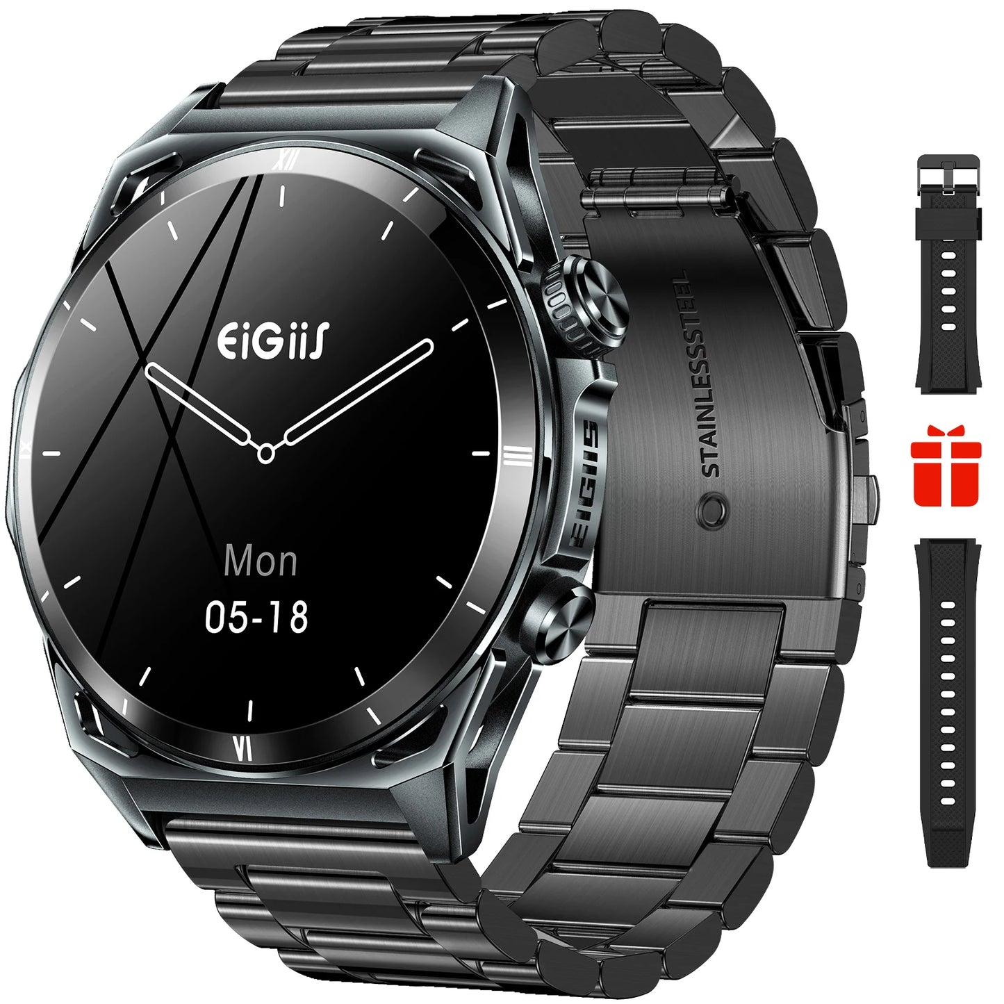 EIGIIS KE6 Smart Watch 1.43 Inch AMOLED Black IP68