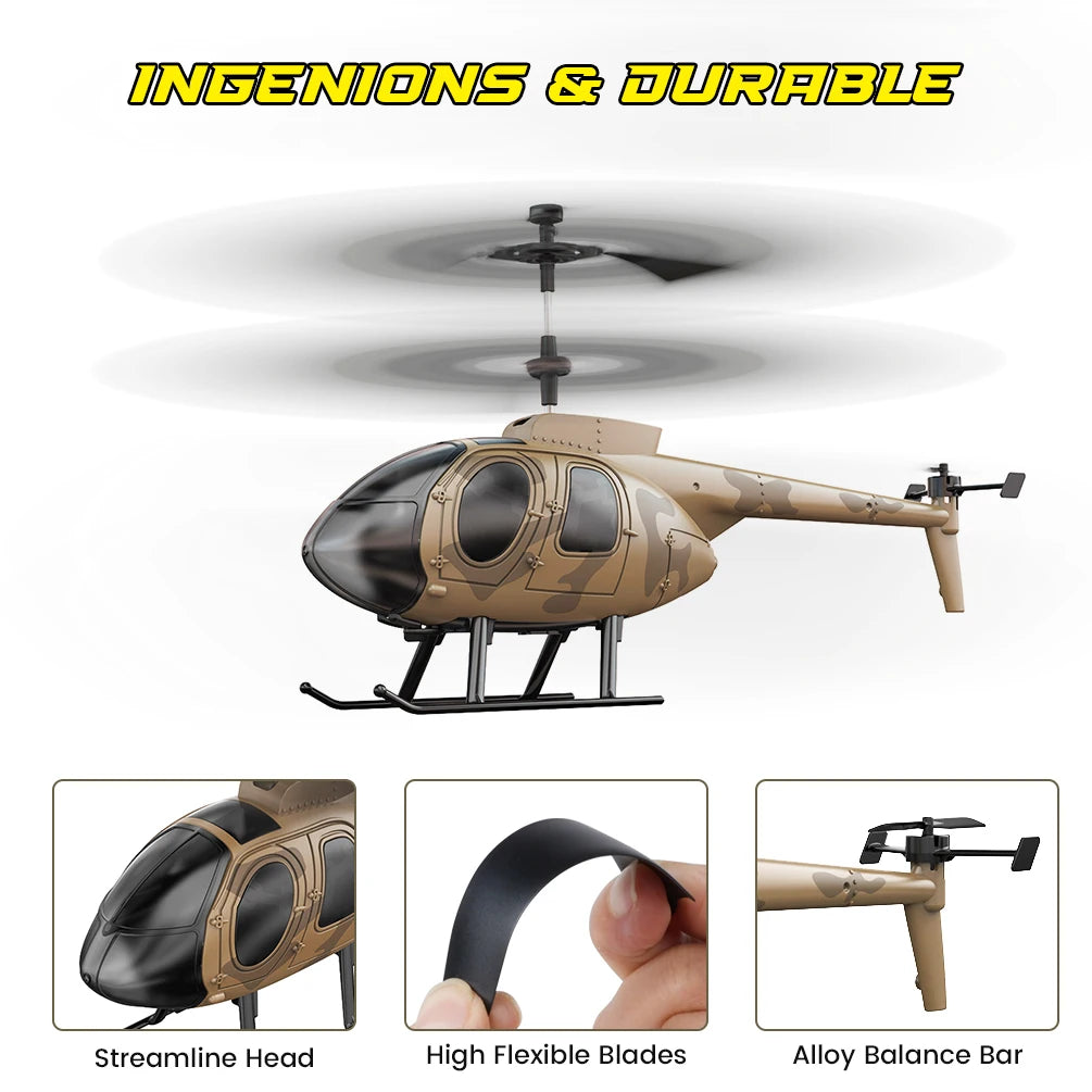 Vatos Remote Controlled Helicopter Camouflage 2.4GHz Radio Indoor RC Helicopter Toy One Click Takeoff For Boys Children And Adults