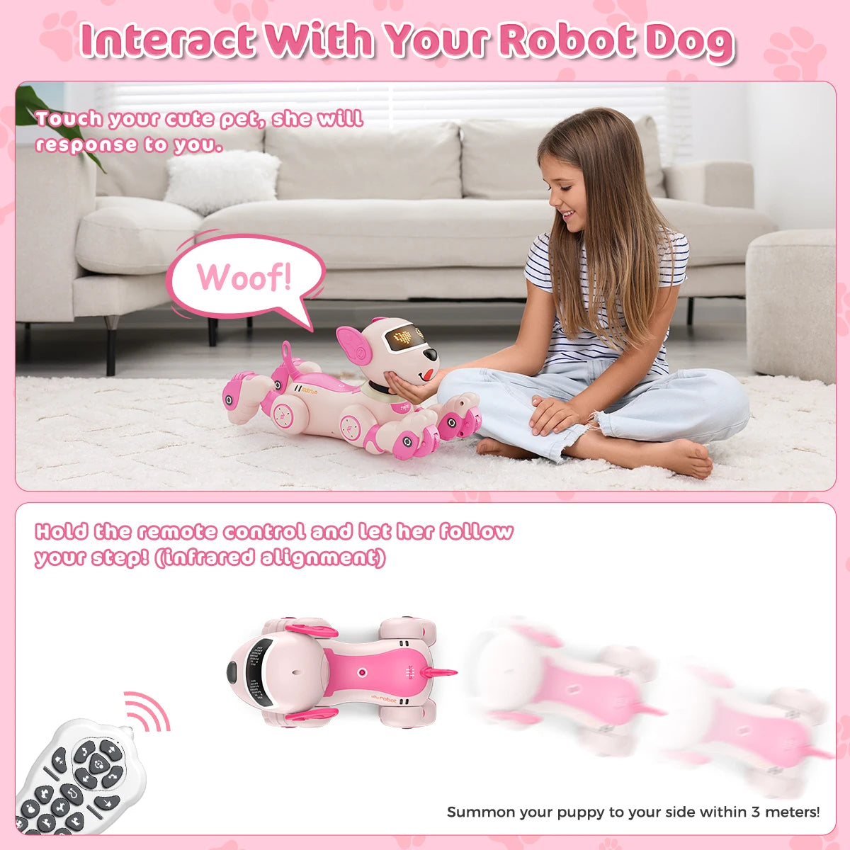 VATOS Robot Dog Toy for Kids Remote Control Voice Commands Touch Sensor 20 Plus Modes Puppy Toy for Girls and Boys