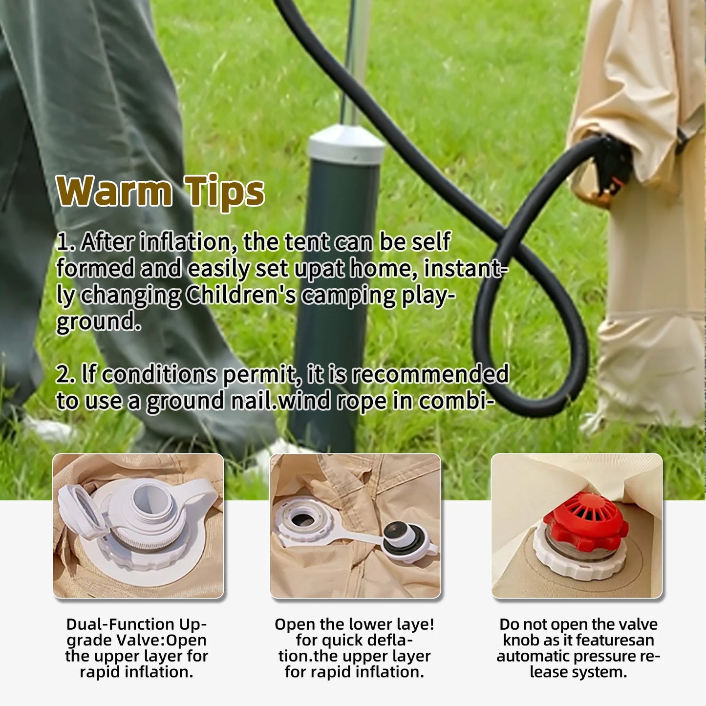 6 to 8 People Inflatable Waterproof Tent House for Camping and Glamping Easy Setup 4 Season Blow Up Tent