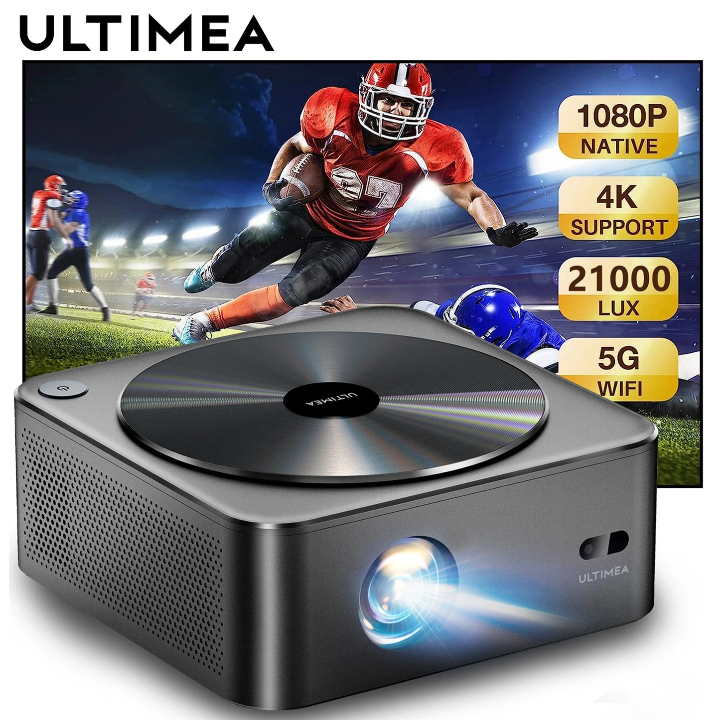 Ultimea Native 1080P Full HD Projector LED 4K WiFi Bluetooth Proyector with Auto Focus and DLP Video Smart Home Theater