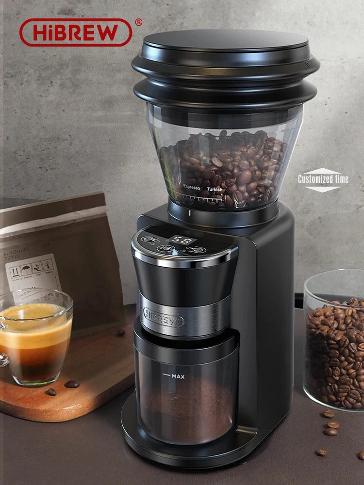 HiBREW Automatic Burr Mill Electric Coffee Grinder with 31 Gears for Espresso American Coffee and Pour Over Visual Bean Storage G3