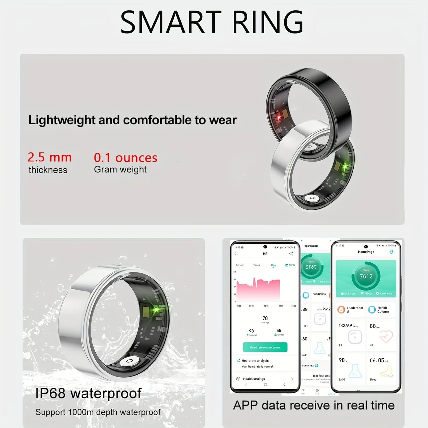 Smart Ring Sleep Tracking Motion Monitoring iPhone Android