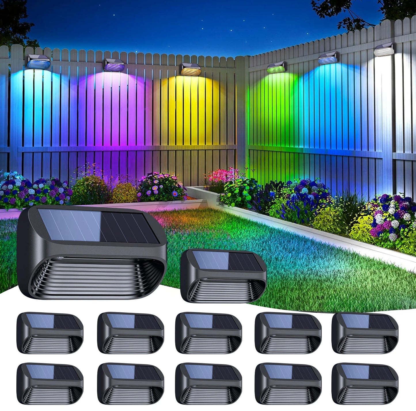 Solar Powered Fence Lights 6 Pack Auto On Off Outdoor Deck