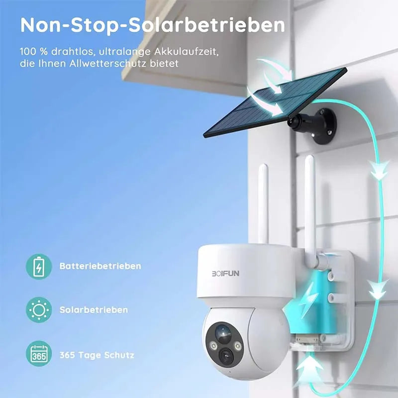 BOIFUN 2K WiFi Outdoor Security Camera With Solar Panel