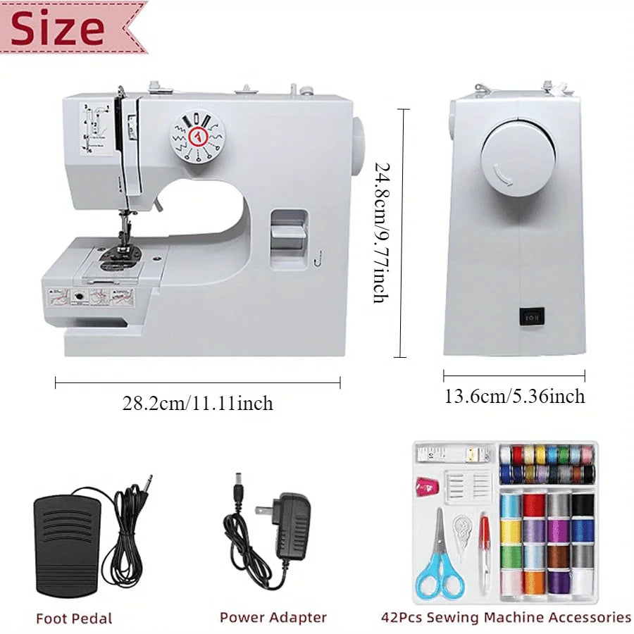 Electric Sewing Machine with 12 Built-in Stitches Mini Electric Sewing Machine with Foot Pedal and 42-Piece Sewing Kit