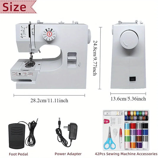 Electric Sewing Machine with 12 Built-in Stitches Mini Electric Sewing Machine with Foot Pedal and 42-Piece Sewing Kit