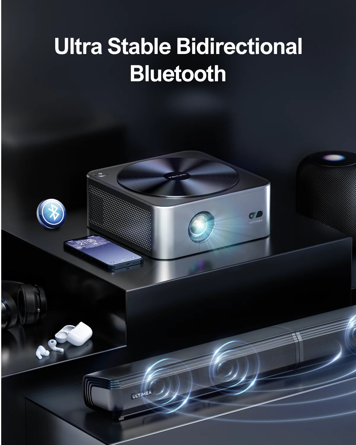 Ultimea Native 1080P Full HD Projector LED 4K WiFi Bluetooth Proyector with Auto Focus and DLP Video Smart Home Theater