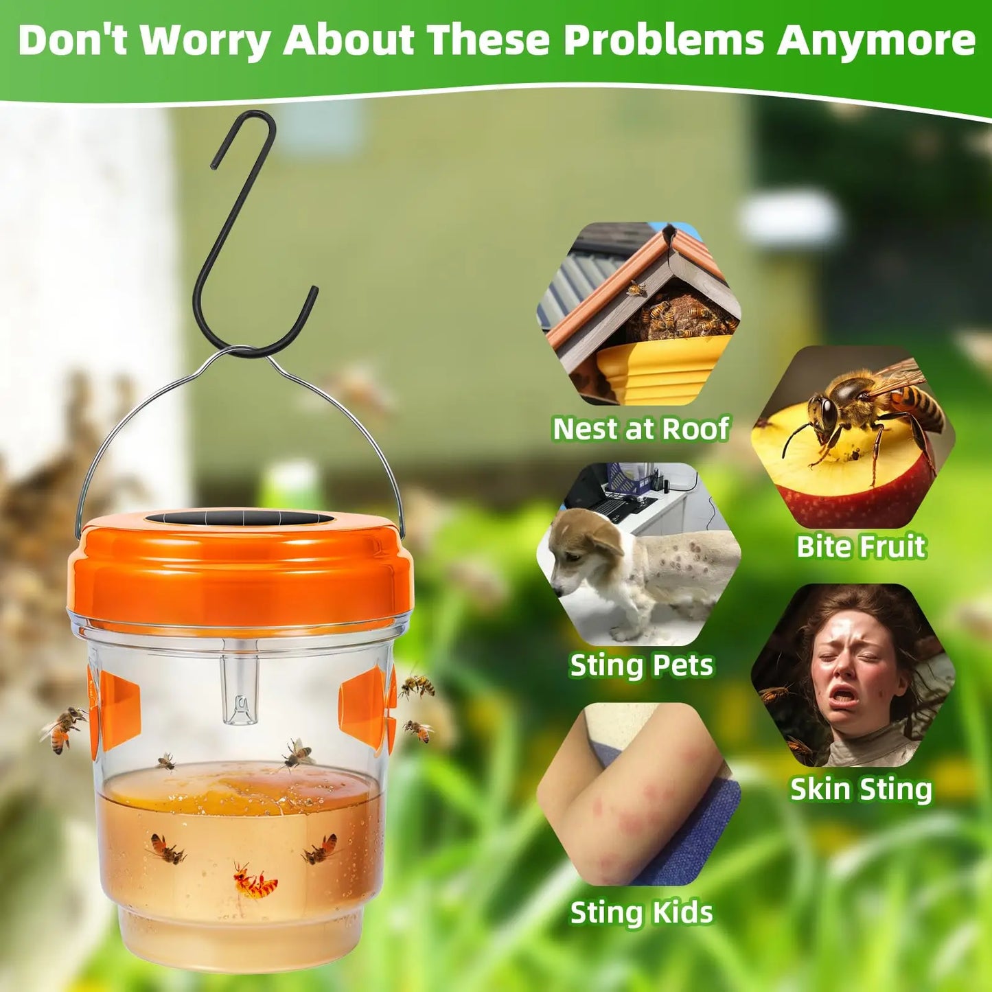 Solar Powered Wasp Trap 4 Pack Bee Repellent For Garden