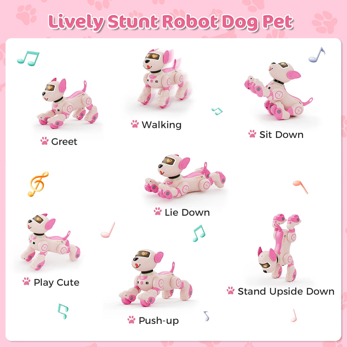 VATOS Robot Dog Toy for Kids Remote Control Voice Commands Touch Sensor 20 Plus Modes Puppy Toy for Girls and Boys